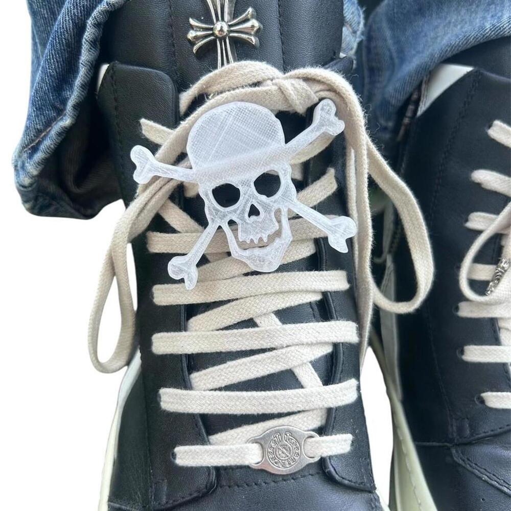 crossbones skull translucent acrylic clear lace lock charm accessory